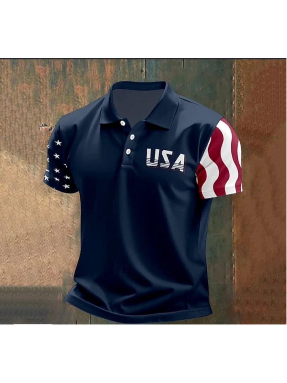 Men's Unbranded Navy USA Flag Polo Shirt 2XL